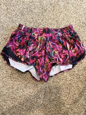 lululemon athletica Pink Multicolor Abstract Print Athletic Shorts